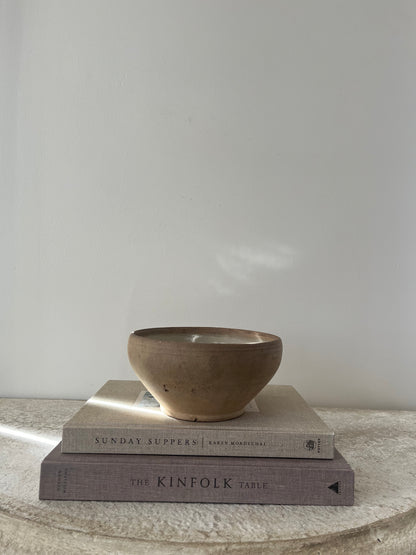Antique French Stoneware Bowl, Brown