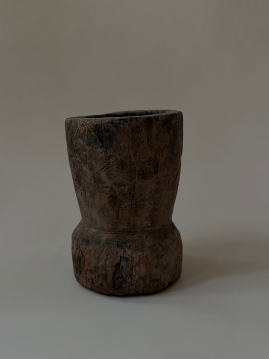 Tall Mortar - Carved Wood