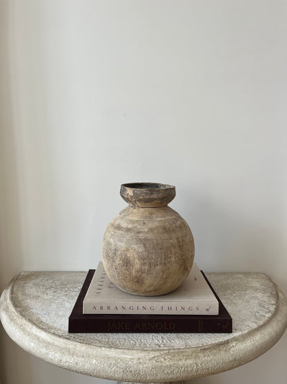 Bleached Vintage Teak Wood Vase, Medium No. 002