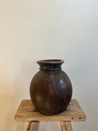 Natural Teak Wood Round Vase, Medium No. 001