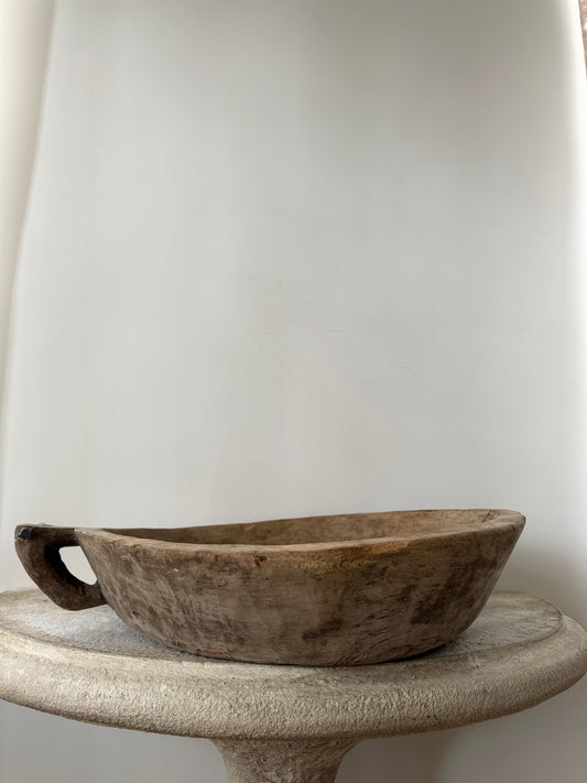 Antique Handled Round Dough Bowl I