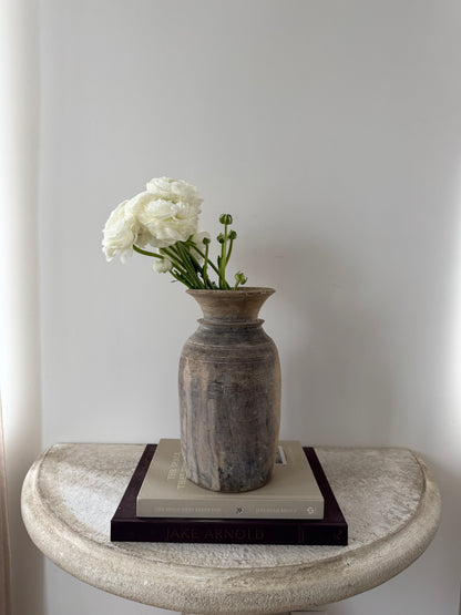 Bleached Vintage Teakwood Vase, Medium No. 003