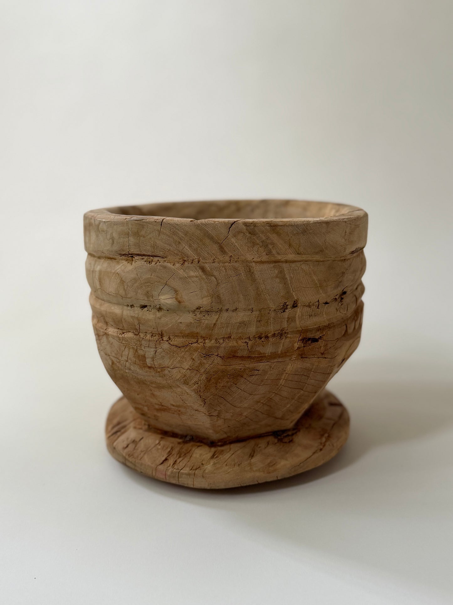 Carved Wood Mortar - Bleached