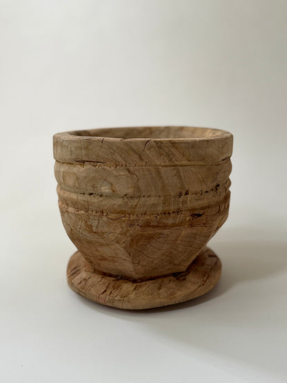 Carved Wood Mortar - Bleached