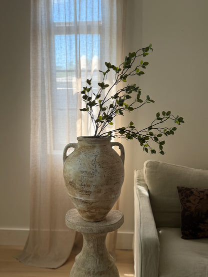 Double Handled Vessel - Cream White Wash
