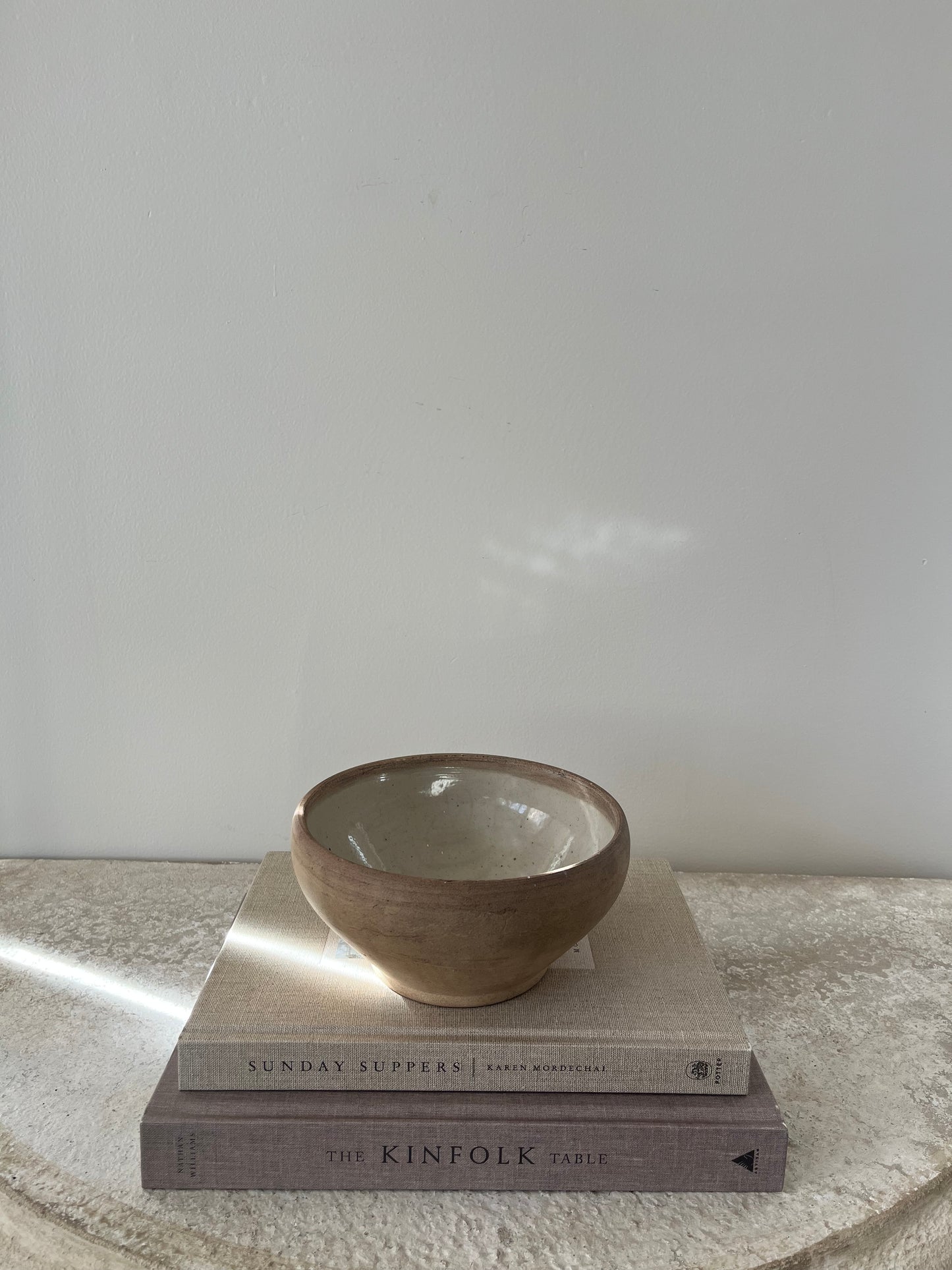Antique French Stoneware Bowl, Brown