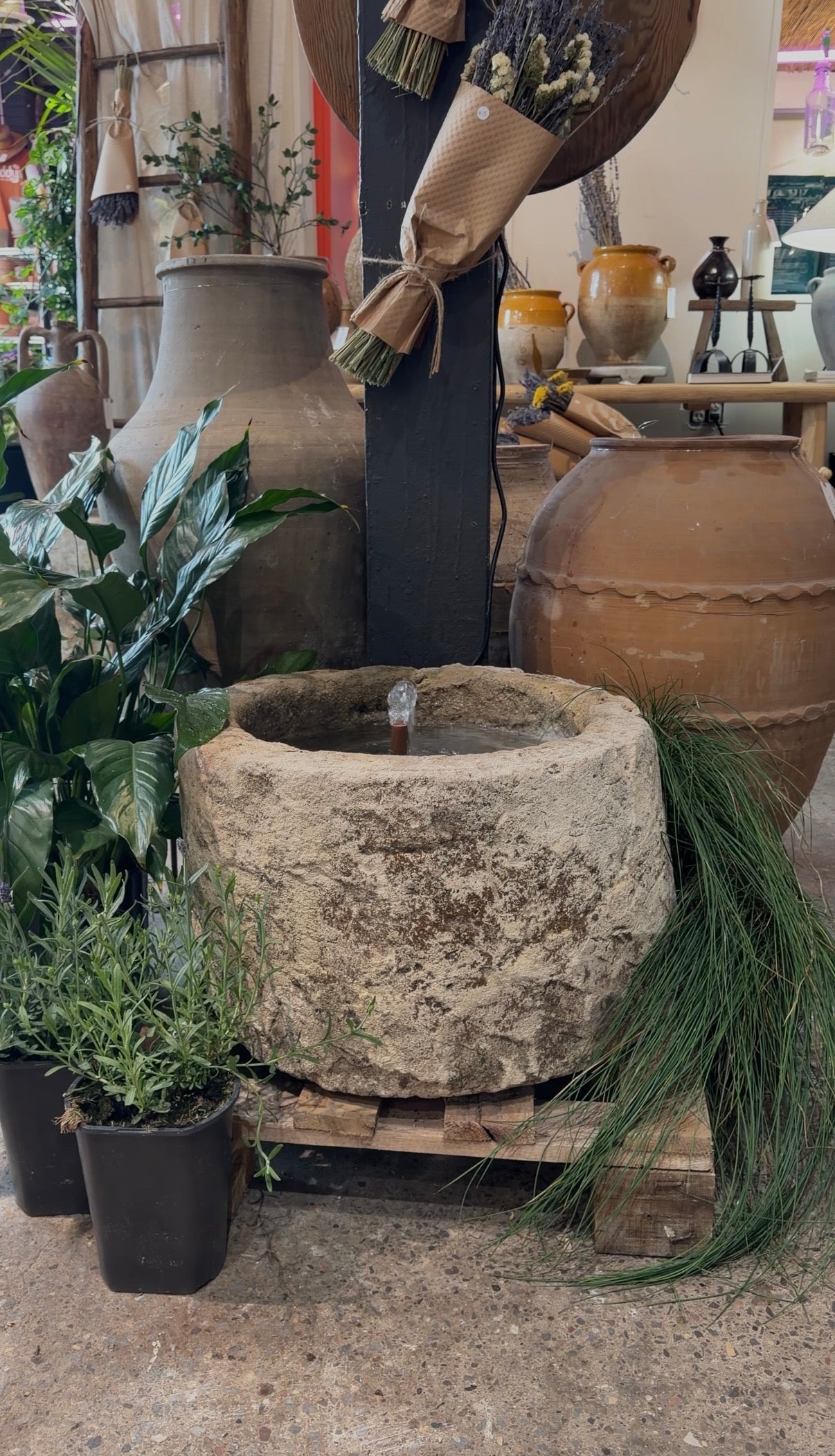 Limestone Trough Fountain - Round
