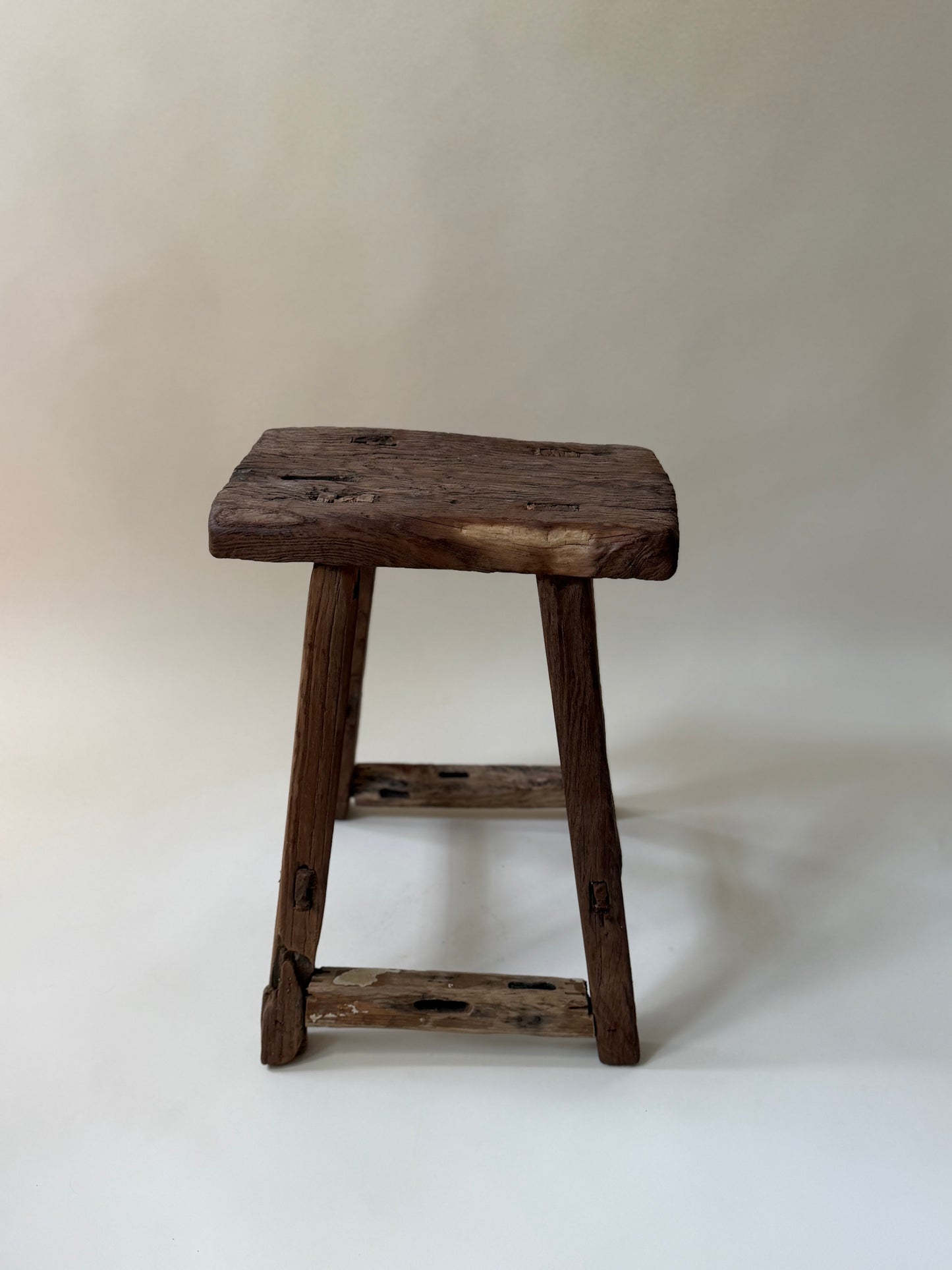 Square Elm Stool - Dark