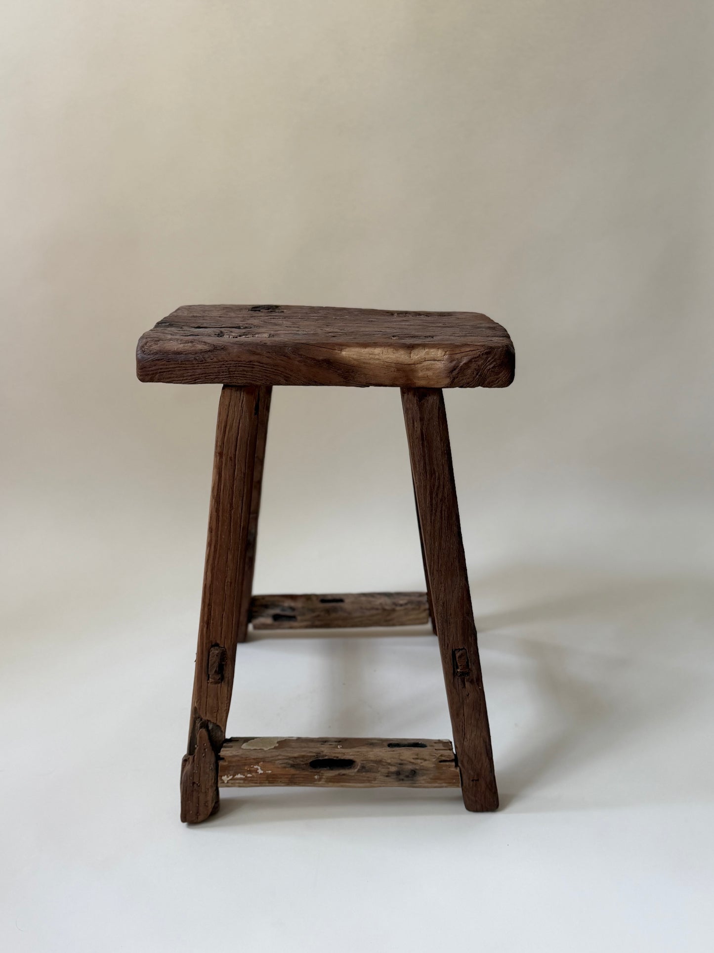 Square Elm Stool - Dark