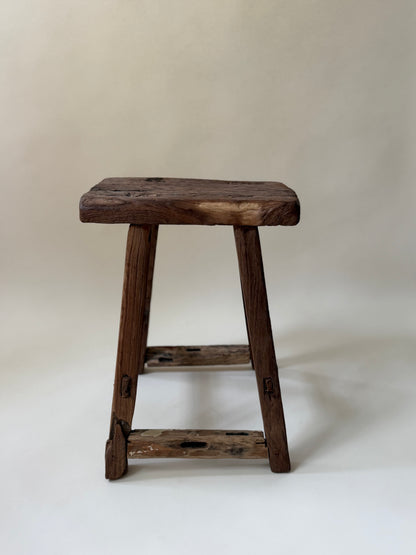 Square Elm Stool - Dark