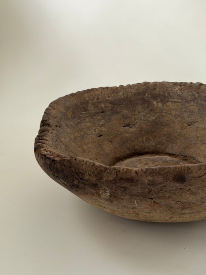Solid Handle Antique Dough Bowl