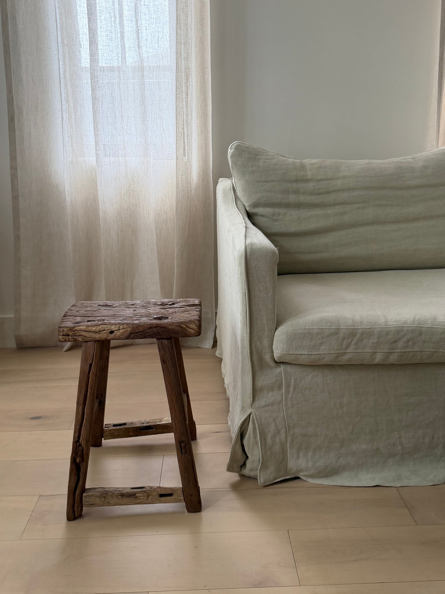 Square Elm Stool - Dark