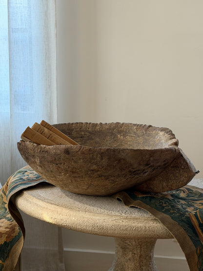 Solid Handle Antique Dough Bowl