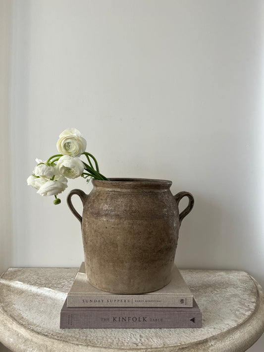 Brown Looped Handle Large Confit Jar