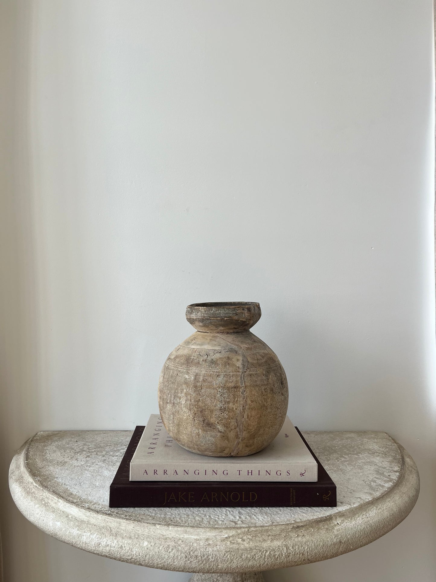 Bleached Vintage Teak Wood Vase, Medium No. 002