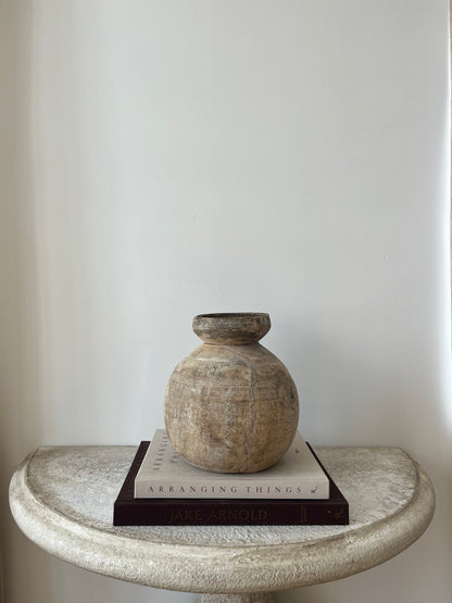 Bleached Vintage Teak Wood Vase, Medium No. 002