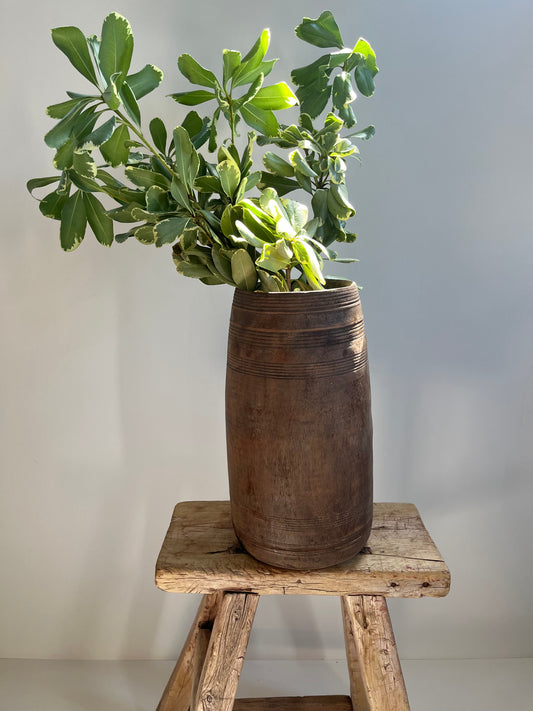Natural Teak Wood Vase, Medium No. 001