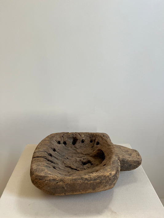 Vintage Wood Bowl with Handle No.001