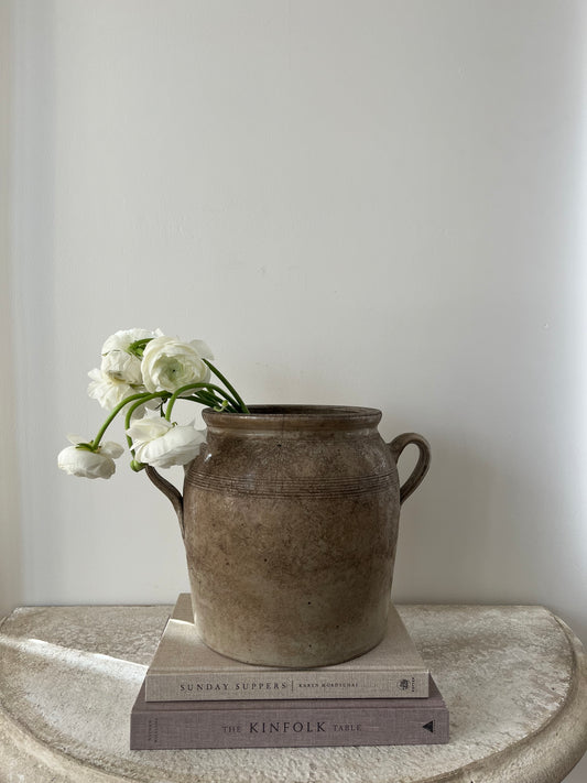 Brown Looped Handle Large Confit Jar