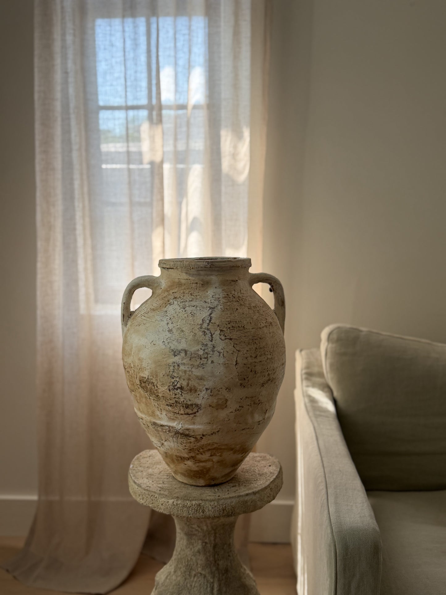 Double Handled Vessel - Cream White Wash