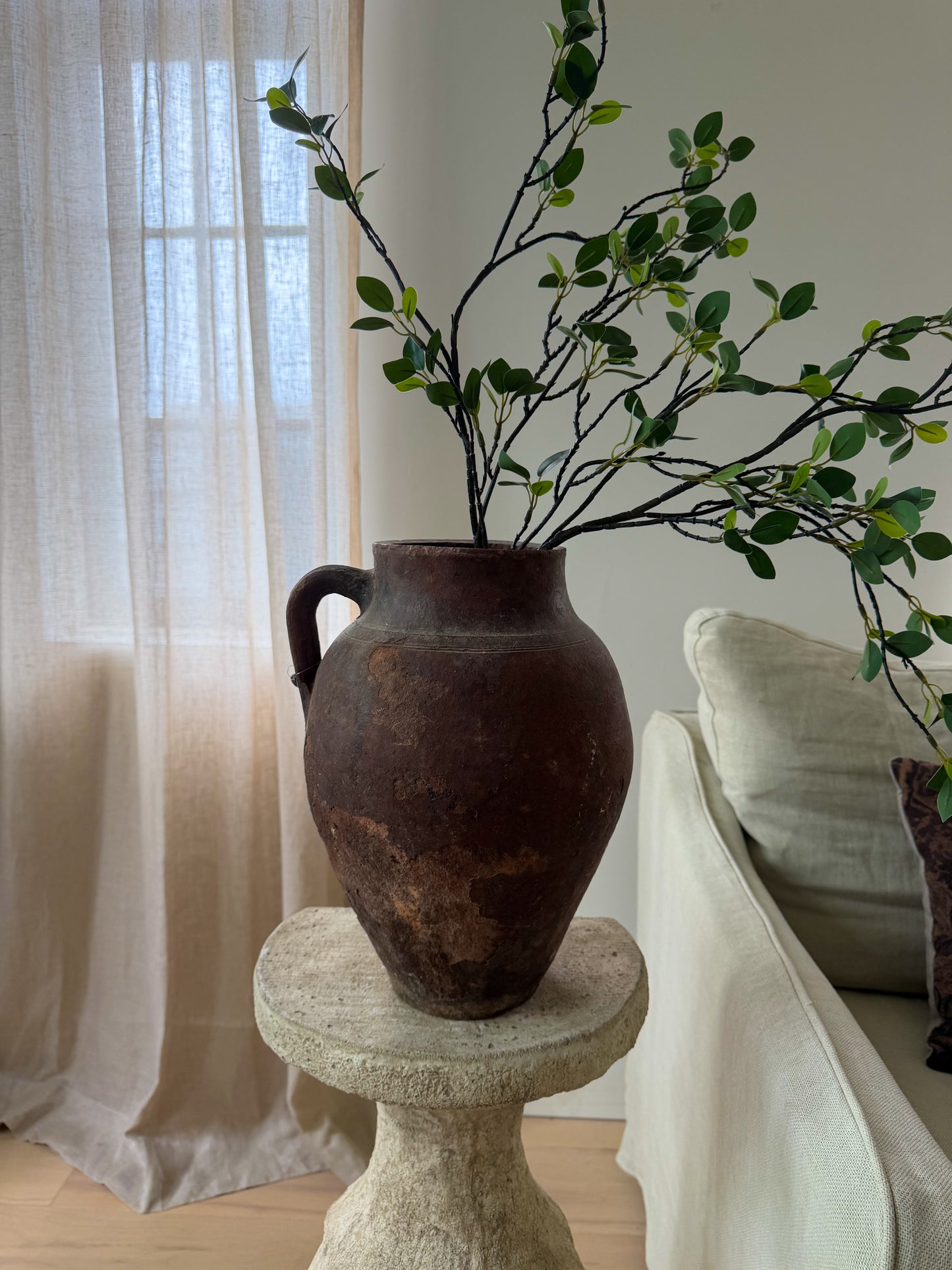 Large 1 Handle Anatolian Vessel - Ember Brown