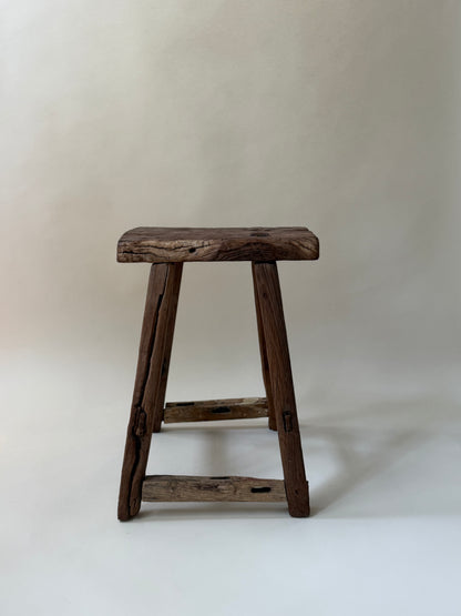 Square Elm Stool - Dark