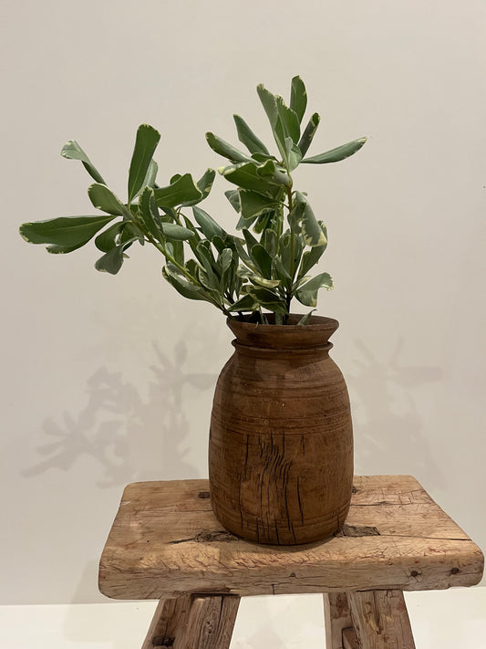 Natural Teak Wood Vase, Small No. 002