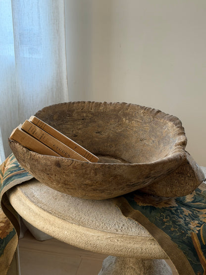 Solid Handle Antique Dough Bowl