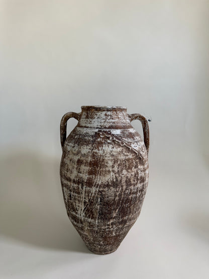 Oversized Double Handled Vessel - Brown & White