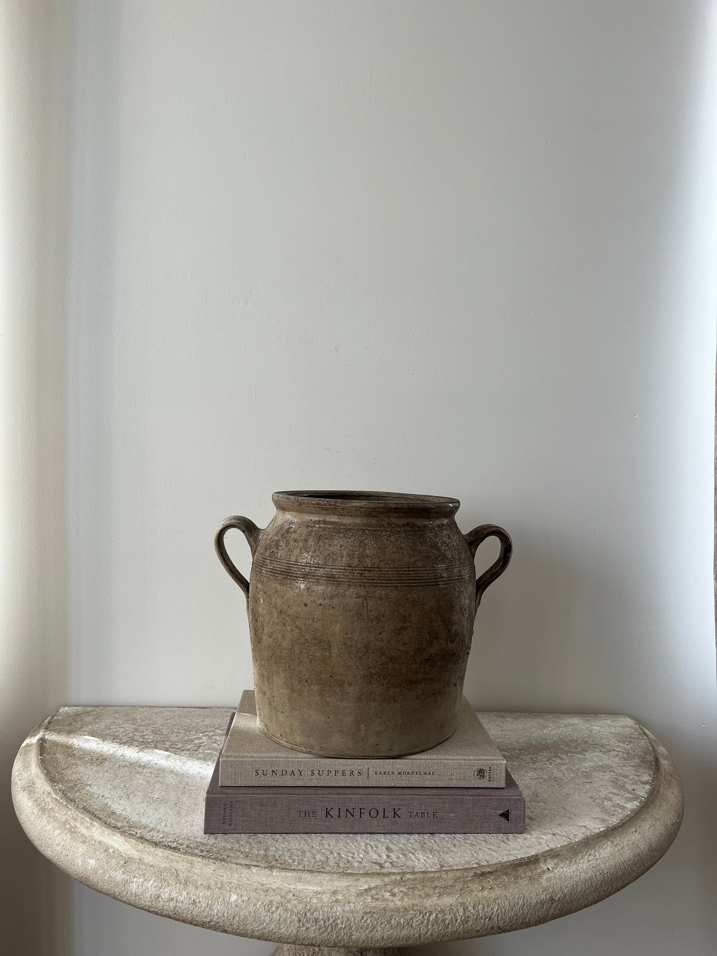 Brown Looped Handle Large Confit Jar