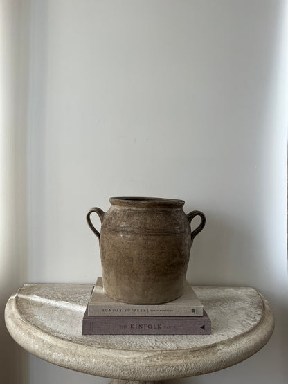 Brown Looped Handle Large Confit Jar