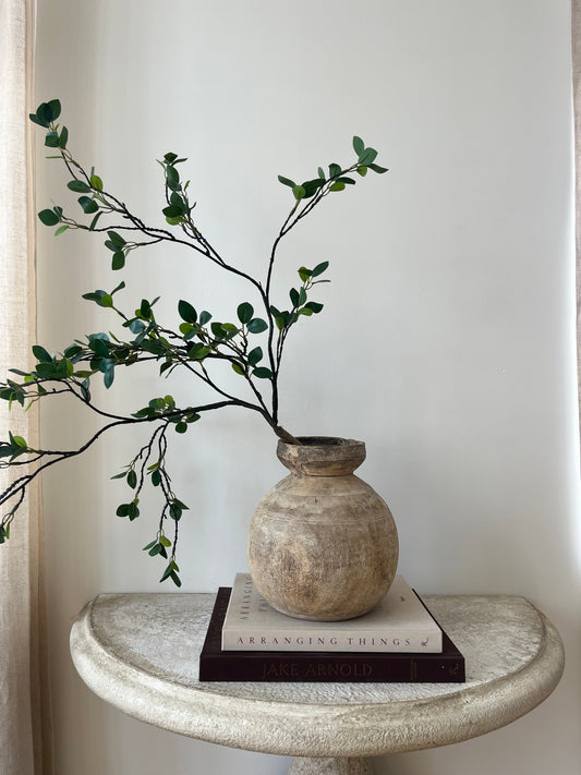Bleached Vintage Teak Wood Vase, Medium No. 002