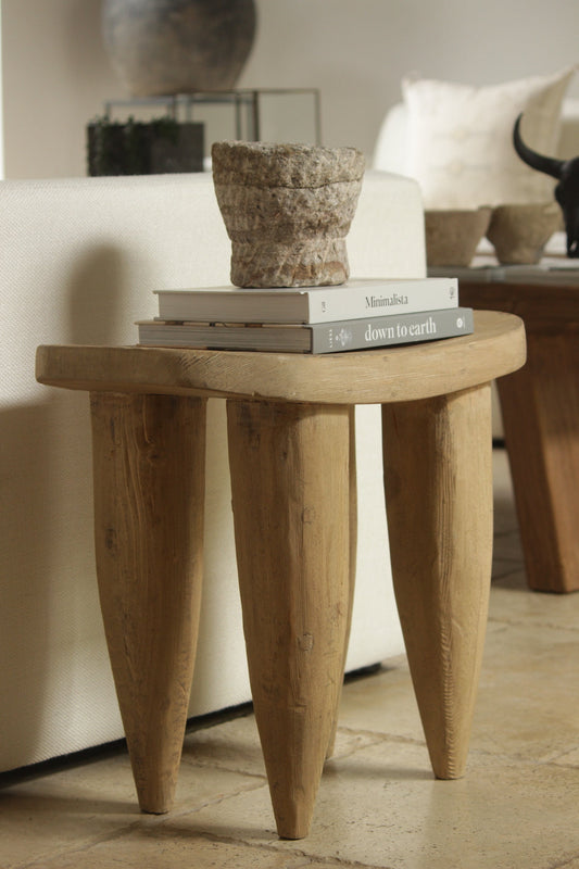 Senufo Elm Stool Side Table