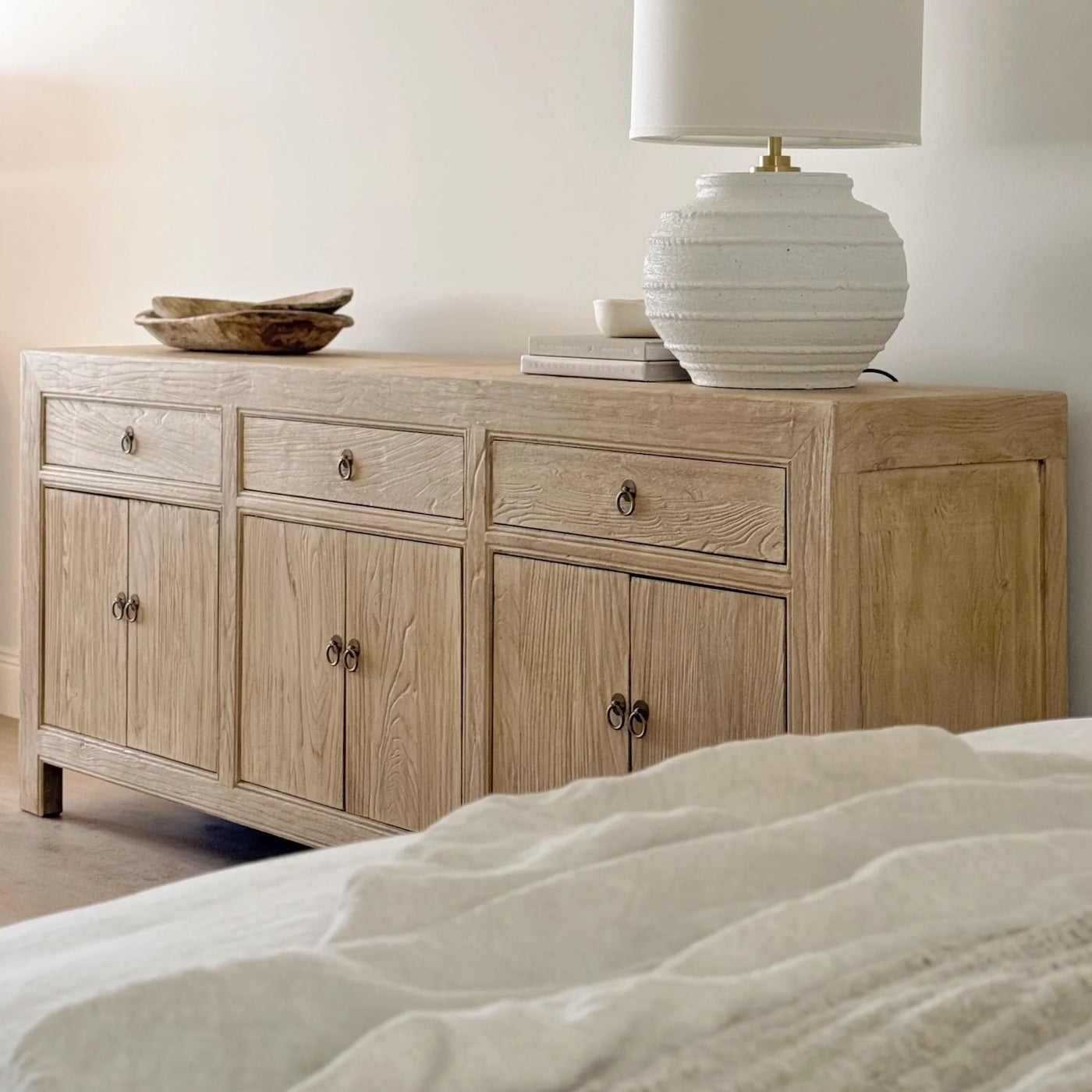 Nora Three Drawer Elm Sideboard