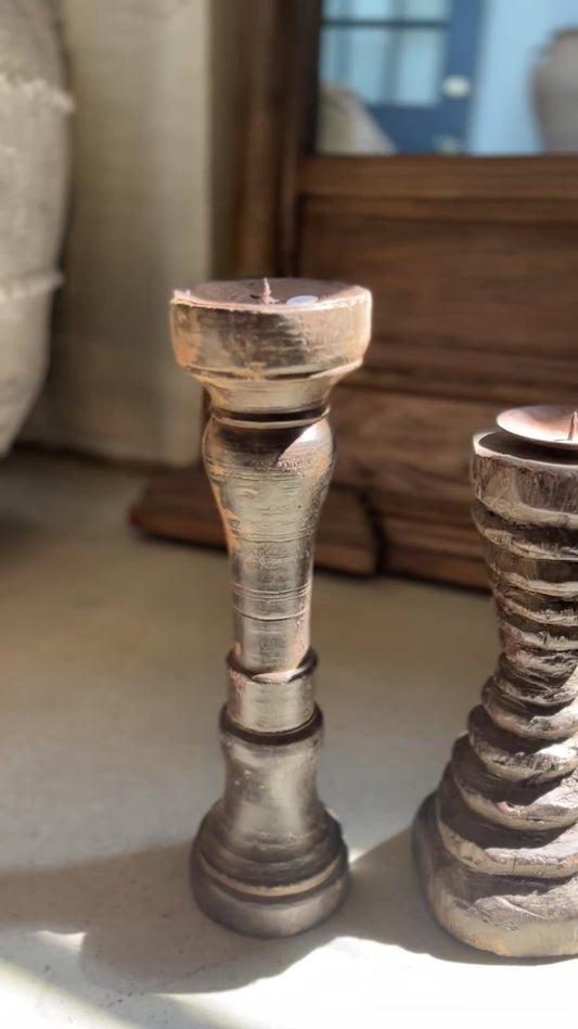 Antique Handcarved Candlesticks, set of 2