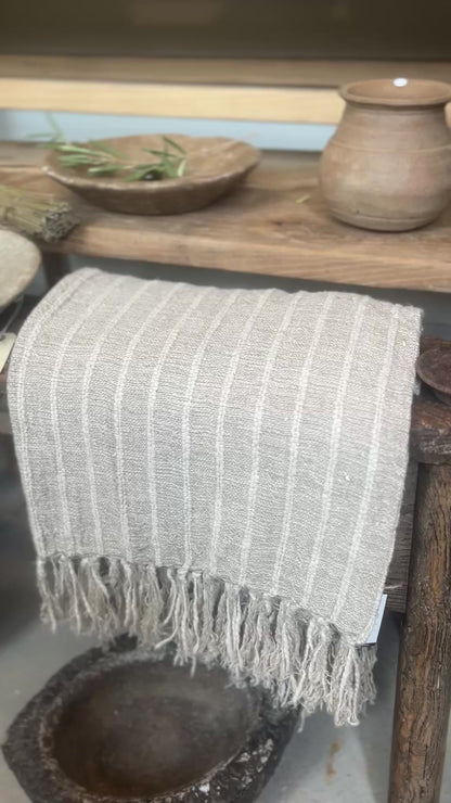 Handwoven 100% linen throw blanket, striped