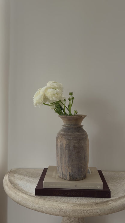 Bleached Vintage Teakwood Vase, Medium No. 003
